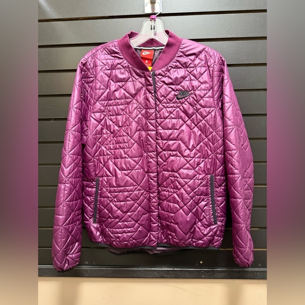 Nike Purple Quilted Bomber Jacket Women’s Size L Lightweight